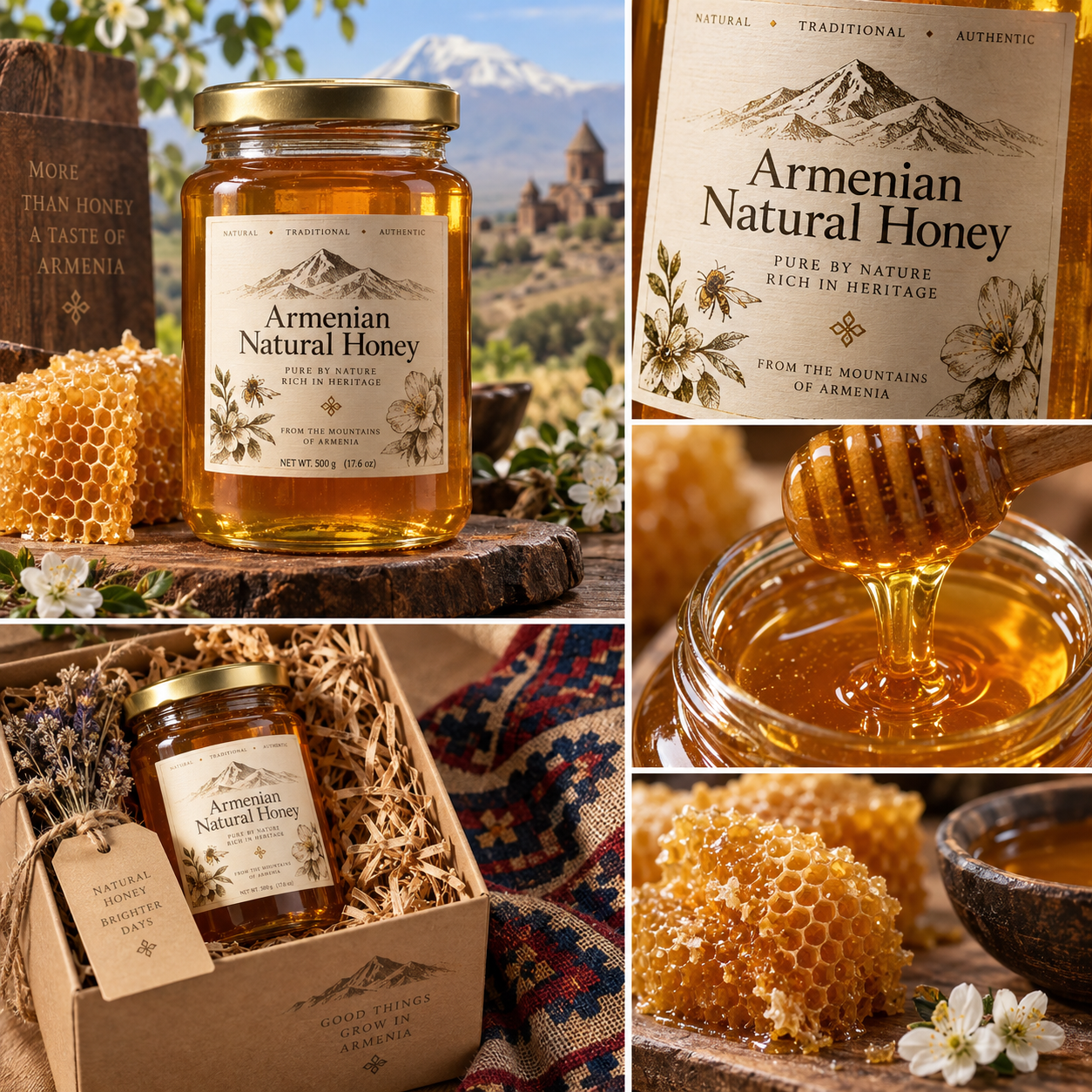 Natural Armenian honey in glass jar